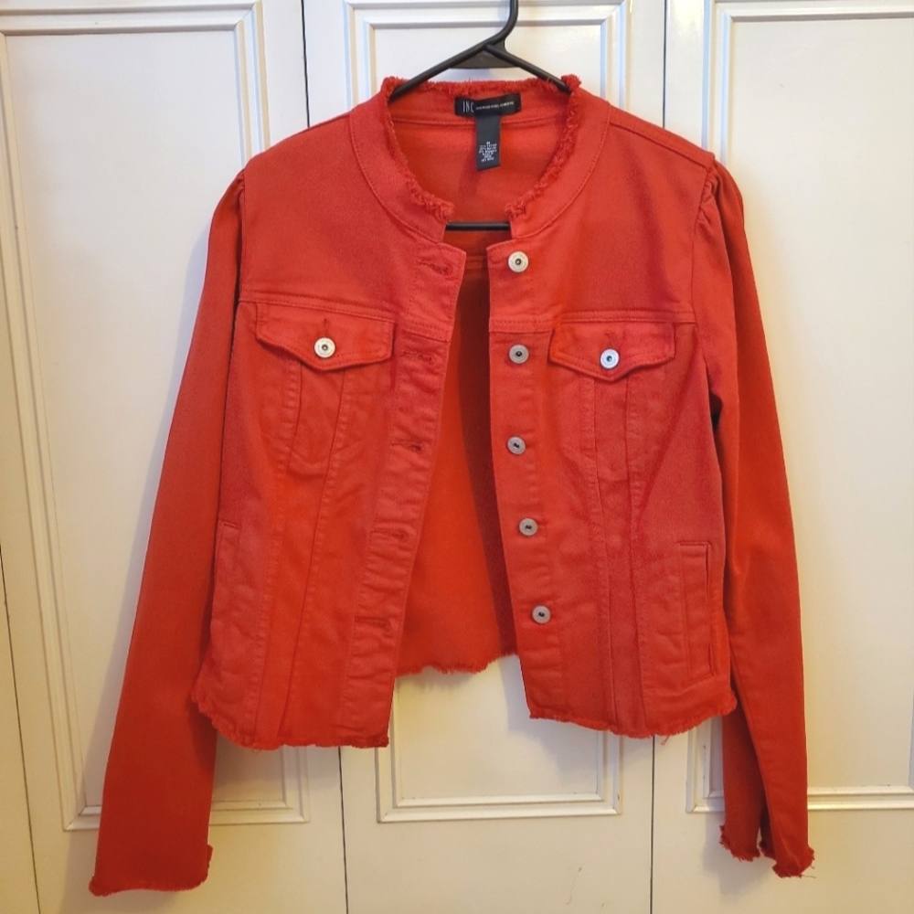 INC Women's Red Jeans Jacket | Size Medium | GREAT Condition 🧥✨️